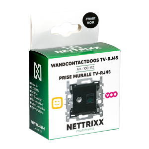 Wandcontactdoos TV-RJ45 ZWART Niko-compatibel