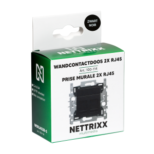 Wandcontactdoos 2xRJ45 ZWART Niko-compatibel