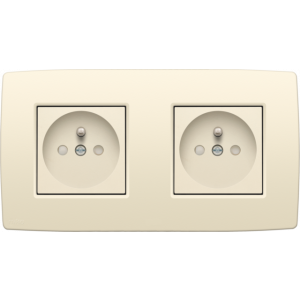 Dubbel stopcontact set 28,5mm Creme 100-66602