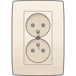 Dubbel Stopcontact Set 31,5mm Creme 100-67700