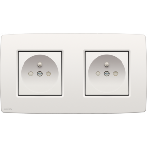 Dubbel stopcontact set 28,5mm White 101-66602