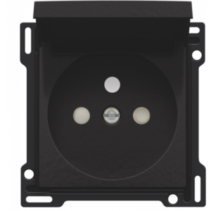 Centraalplaat Stopcontact + Klapdeksel Piano Black Coated 200-66603