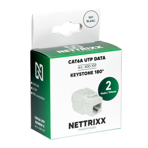 CAT6A UTP Data Keystone 180° Wit - 2 stuks