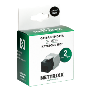 CAT6A UTP Data Keystone 180° ZWART - 2 stuks