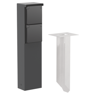 Tuinpaal 2 stopcontacten, grondpin, zwart