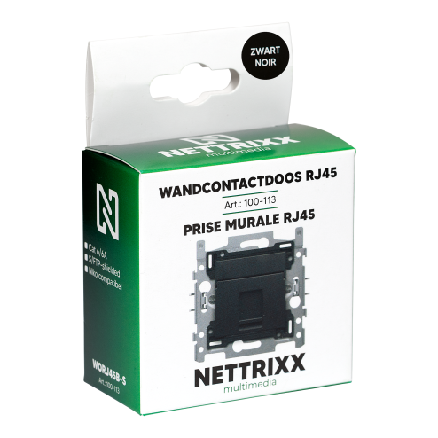 NTX100113-Wandcontactdoos RJ45 ZWART Niko-compatibel-Nettrixx Multimedia