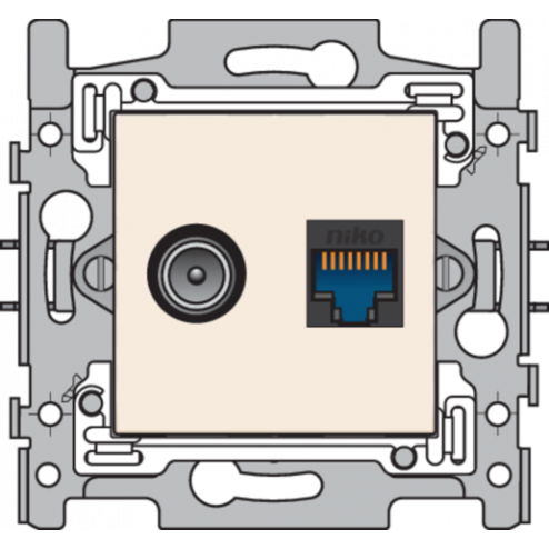 100-65258-Coax + RJ45 CAT6 set Creme 100-65258-Niko