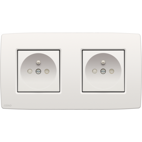 101-66602-Dubbel stopcontact set 28,5mm White 101-66602-Niko