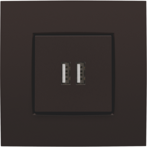 124-68001-Centraalplaat USB-lader Dark Brown 124-68001-Niko
