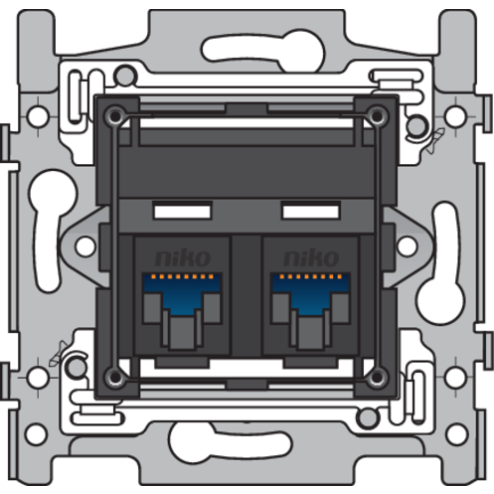 170-65362-Inbouwraam 2 x RJ45 UTP CAT6 schroef  170-65362-Niko