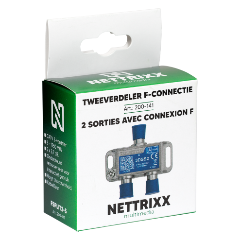 NTX200141-Tweeverdeler F-connectie 5-1218 Mhz Coax-splitter-Nettrixx Multimedia