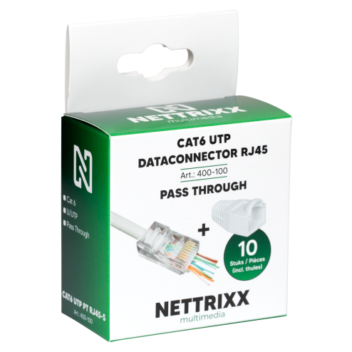 NTX400100-CAT6 UTP dataconnector RJ45 Pass Through - 10 stuks-Nettrixx Multimedia