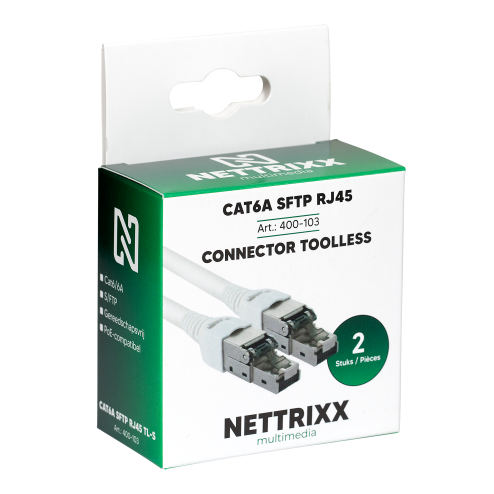 NTX400103-CAT6A STP RJ45 connector Toolless - 2 stuks -Nettrixx Multimedia