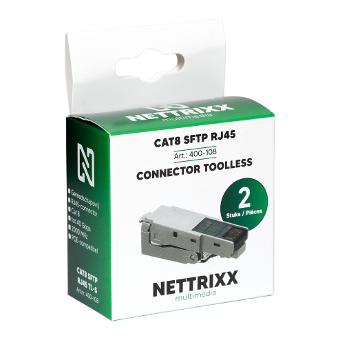 NTX400108-CAT8 STP RJ45 connector Toolless - 2 stuks-Nettrixx Multimedia
