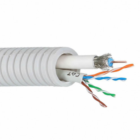 FLEXPVC6UTP5E R 100-Buis flexibel coax + UTP 5E-