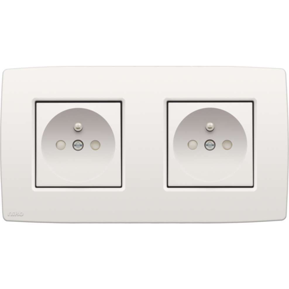 Bukken Bederven munt Dubbel stopcontact set 28,5mm White 101-66602 | Tecshop