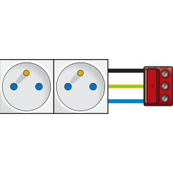 Contactdoos 2P+A 45 x 45 Dubbel  06-002