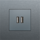 220-68001-Centraalplaat USB-lader Alu Grey Coated 220-68001-Niko